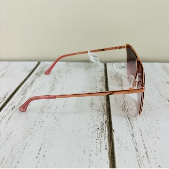 Jessica Simpson Rose Gold Metal Frame Square Shield Sunglasses Eyewear J6100 - Picture 4 of 14